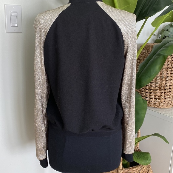 Bomber Jacket with Metallic Sleeves Sz 6 - Picture 5 of 9